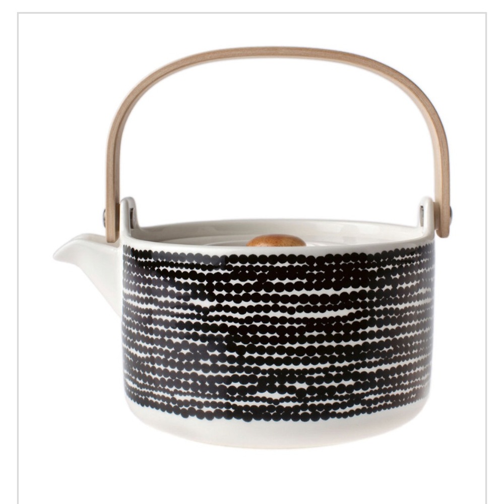 Marimekko 3 pc teapot wood handle porcelain